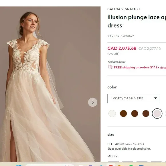 Galina Signature Ivory Wedding Dress Size 18 - Picture 7 of 7